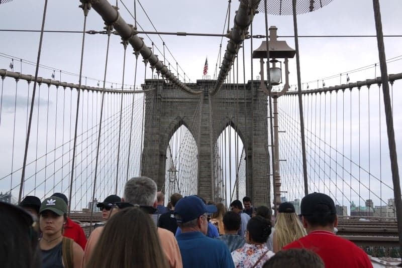 Crowds on the Brooklyn Bridge